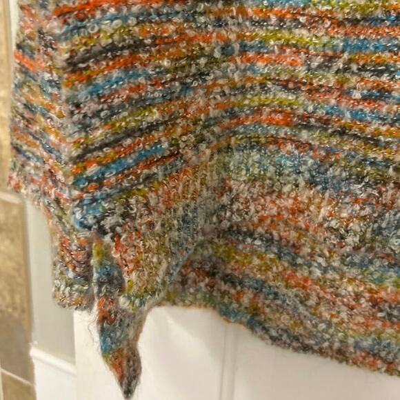 Soft Surroundings Hi Low Split Hem Bell Sleeve Chunky Knit Striped Sweater Med - Picture 6 of 14